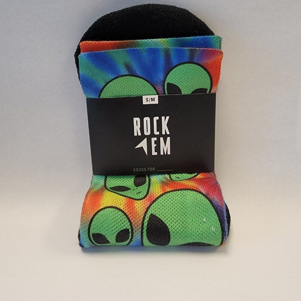 NWT ROCK EM SOCKS Martian Alien Novelty Sock Size S/M